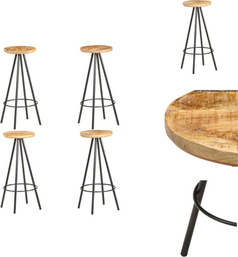 VidaXL Barkruk Barkrukken Kruk Krukken Barkrukken 4 st ruw mangohout