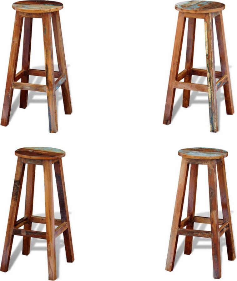 VidaXL Barkruk massief gerecycled hout Barkruk Barkrukken Aanrecht Stoelen Keukenstoelen