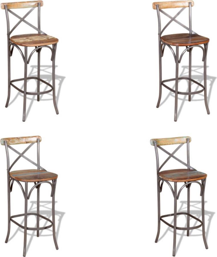 VidaXL Barkruk massief gerecycled hout Barkruk Barkrukken Barstoel Barstoelen