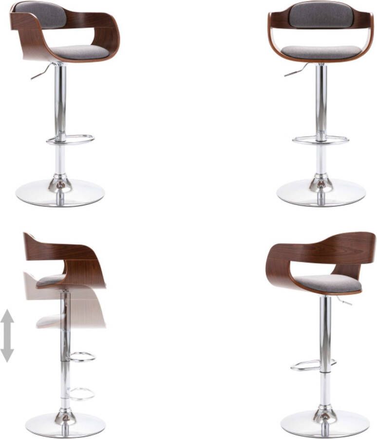 VidaXL Barkruk multiplex en stof grijs Barstoel Barstoelen Stoel Stoelen - Foto 2