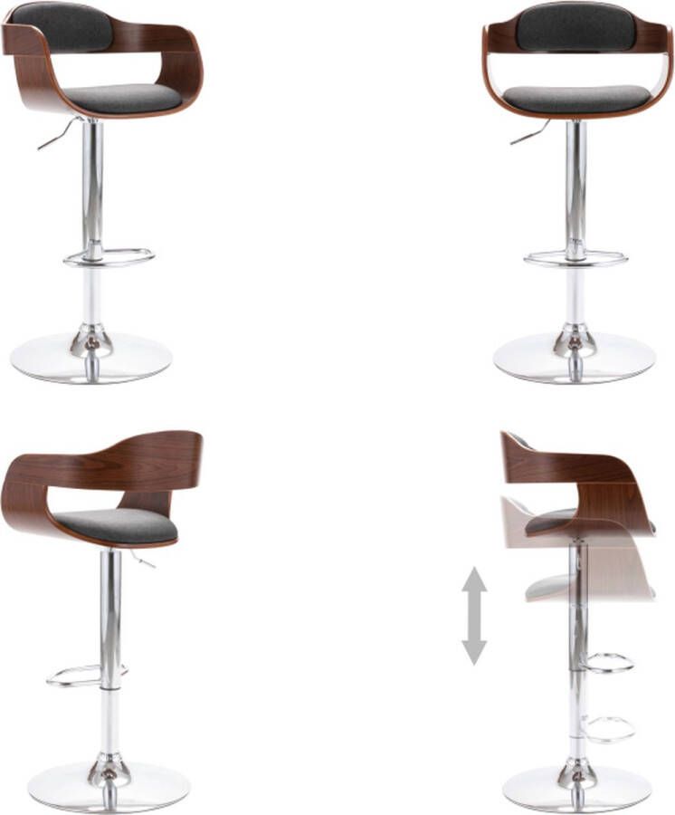 VidaXL Barkruk multiplex en stof grijs Barstoel Barstoelen Stoel Stoelen