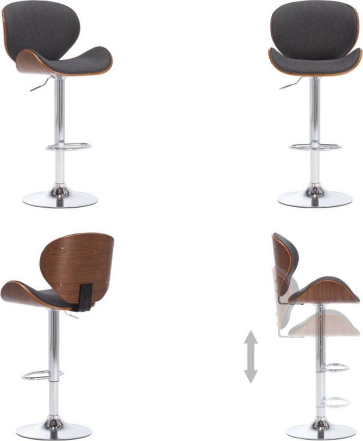 VidaXL Barkruk stof grijs Barstoel Barstoelen Stoel Stoelen - Foto 2