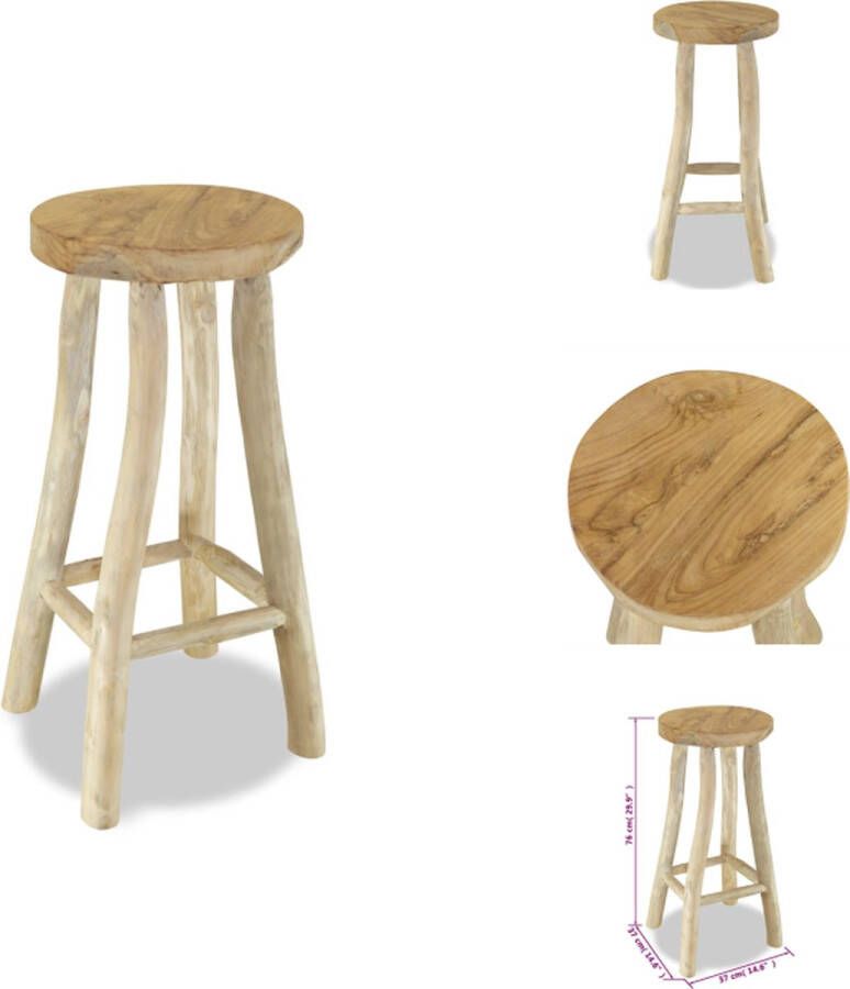 VidaXL Barkruk Barkrukken Aanrecht Stoelen Keukenstoelen Barkruk massief teakhout