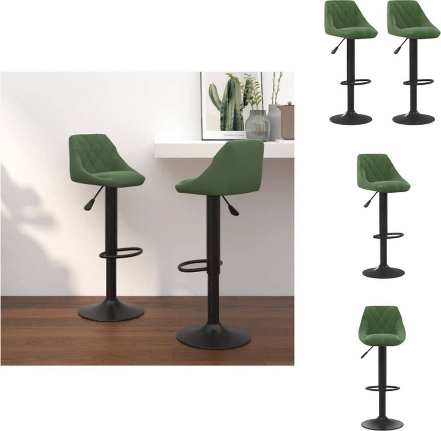 VidaXL Barkruk Fluwelen bekleding Verchroomd stalen basis In hoogte verstelbaar Barkruk - Foto 5