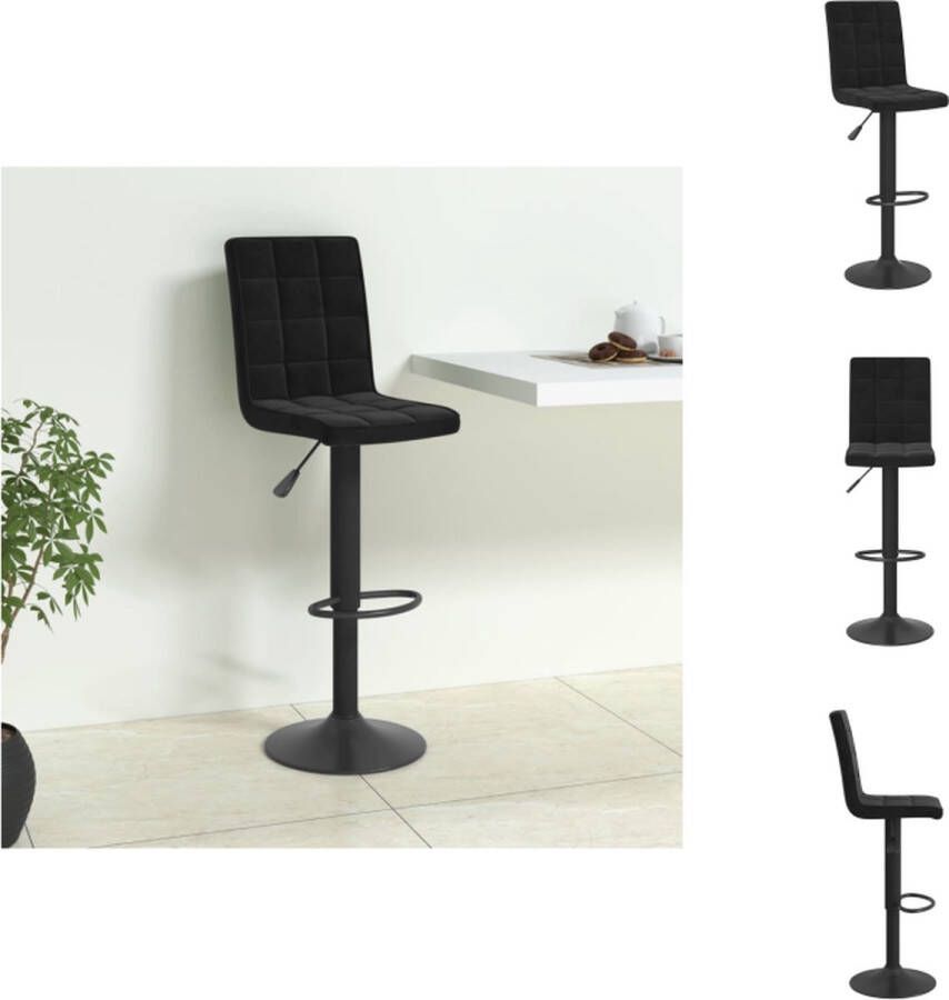 VidaXL Barkruk Velvet Zwart 40 x 52 cm Draaibaar Gasveer Met Voetensteun Barkruk