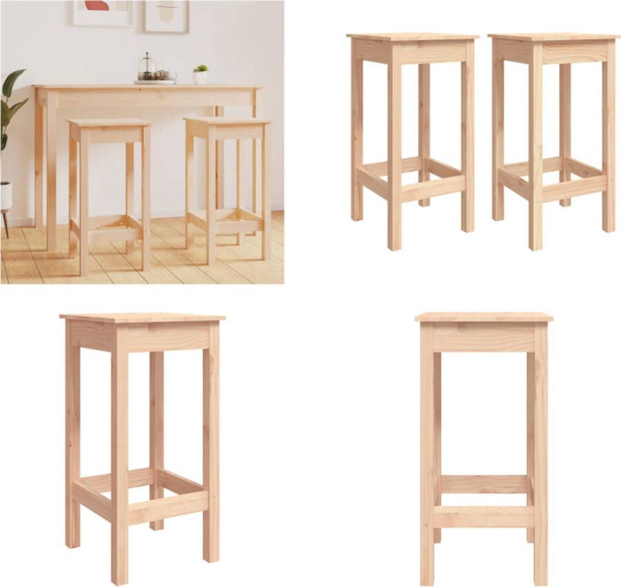 VidaXL Barkrukken 2 st 40x40x78 cm massief grenenhout Barkruk Barkrukken Stoel Barstoel