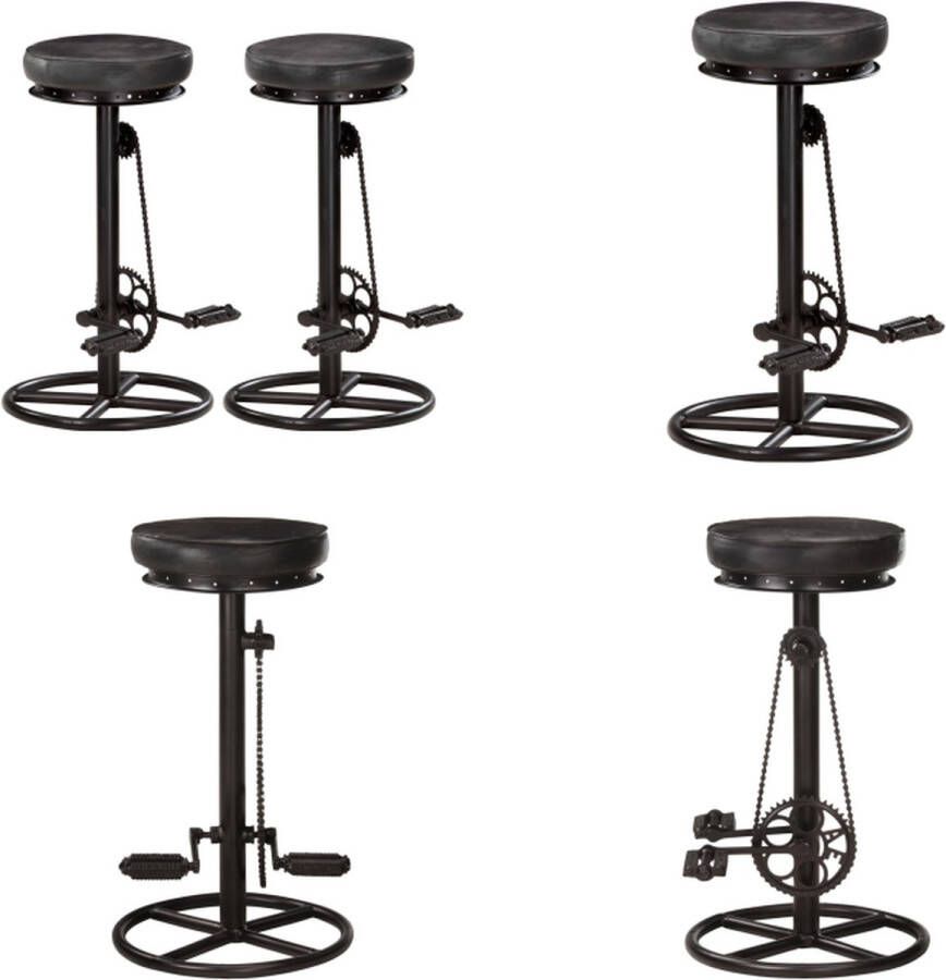 VidaXL Barkrukken 2 st echt geitenleer zwart Barkruk Barkrukken Barstoel Barstoelen