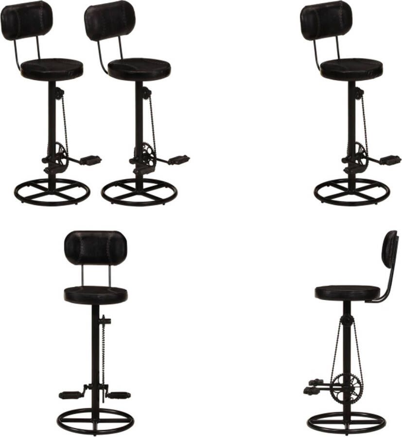 VidaXL Barkrukken 2 st echt geitenleer zwart Barkruk Barkrukken Barstoel Keuken Barkruk