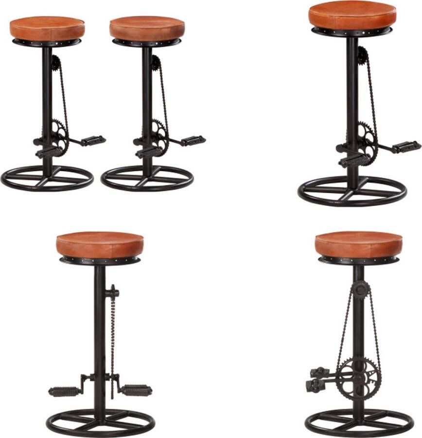 VidaXL Barkrukken 2 st echt geitenleer zwart en bruin Barkruk Barkrukken Barstoel Barstoelen