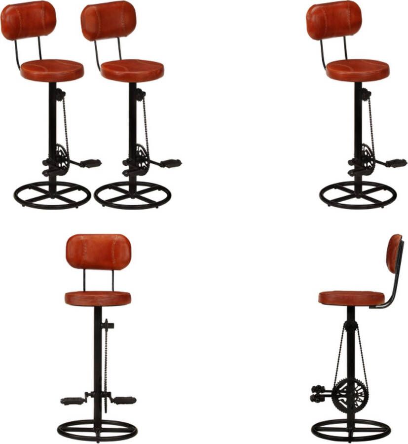 VidaXL Barkrukken 2 st echt geitenleer zwart en bruin Barkruk Barkrukken Barstoel Keuken Barkruk - Foto 2