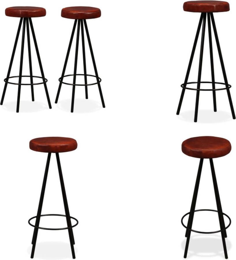 VidaXL Barkrukken 2 st echt leer Barkruk Barkrukken Barstoel Barstoelen