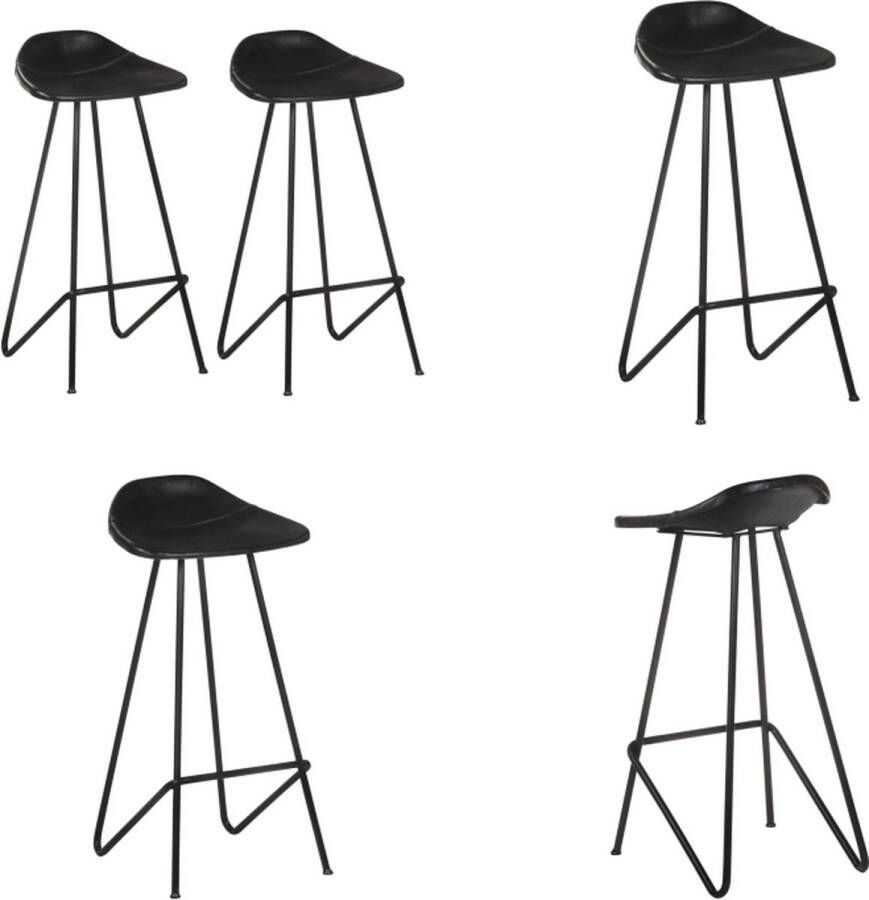 VidaXL Barkrukken 2 st echt leer zwart Barkruk Barkrukken Kruk Krukken