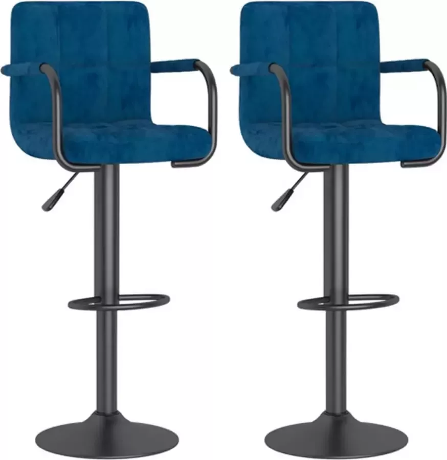 VidaXL -Barkrukken-2-st-fluweel-blauw - Foto 2