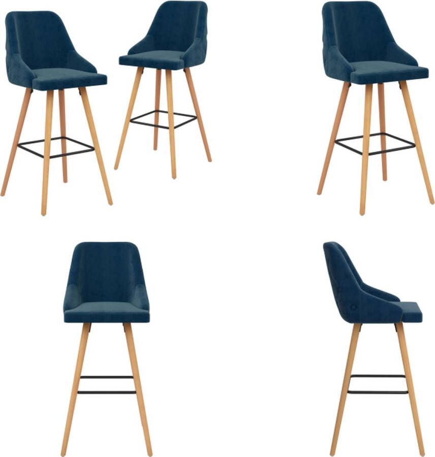 VidaXL Barkrukken 2 st fluweel blauw Barstoel Barstoelen Stoel Stoelen