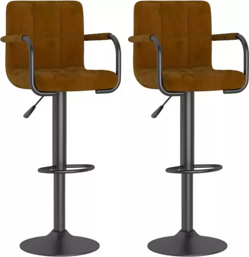 VidaXL -Barkrukken-2-st-fluweel-bruin - Foto 2