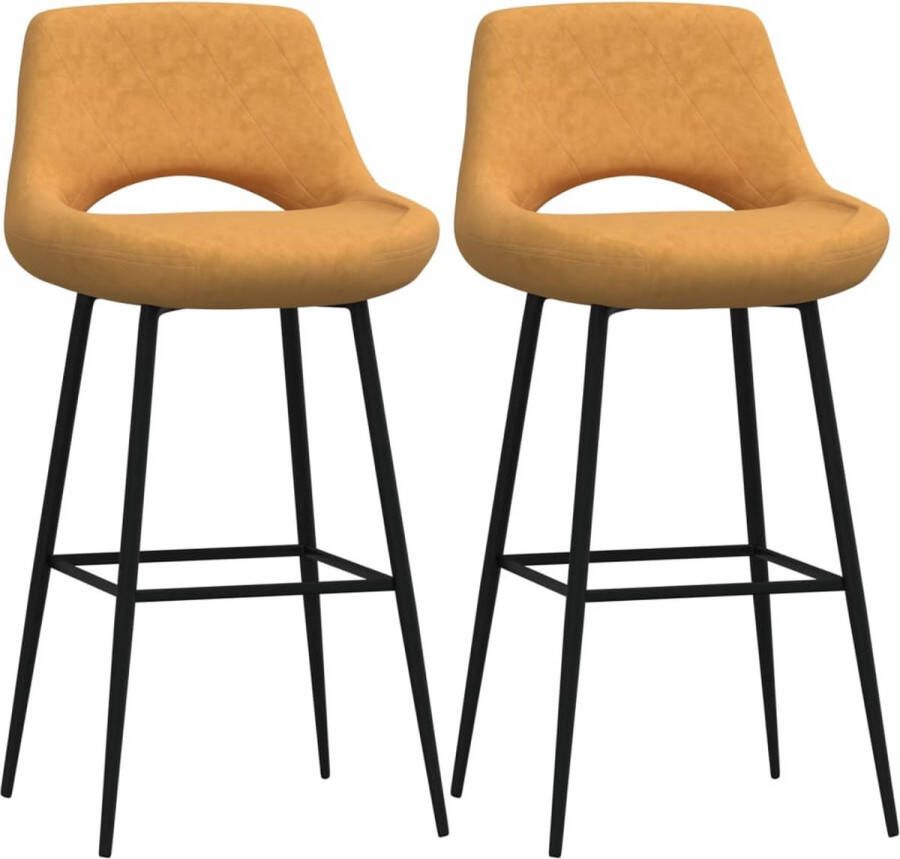 VidaXL -Barkrukken-2-st-fluweel-bruin