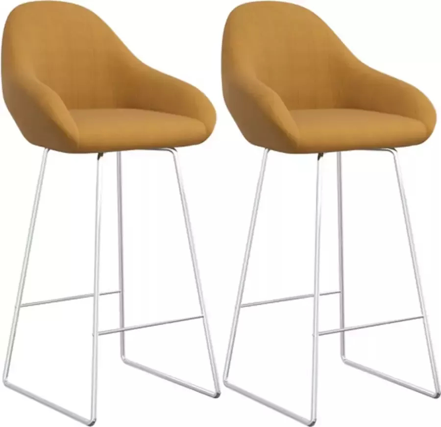 VidaXL -Barkrukken-2-st-fluweel-bruin - Foto 2