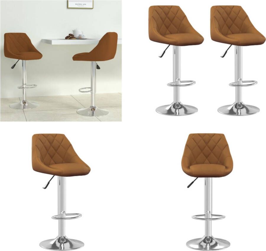 VidaXL Barkrukken 2 st fluweel bruin Barkruk Barkrukken Barkrukje Barkrukjes