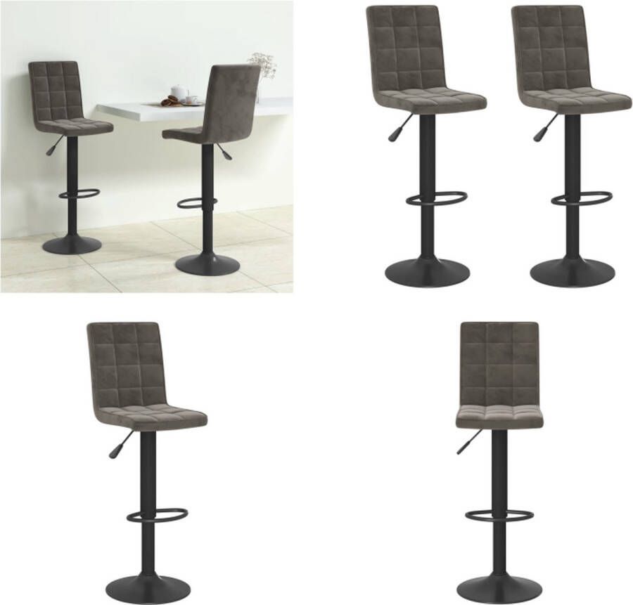 VidaXL Barkrukken 2 st fluweel donkergrijs Barkruk Barkrukken Barkrukje Barkrukjes - Foto 4