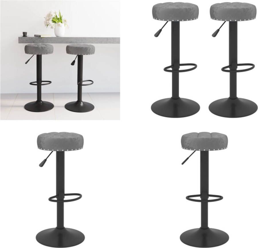 VidaXL Barkrukken 2 st fluweel donkergrijs Barkruk Barkrukken Barkrukje Barkrukjes - Foto 2