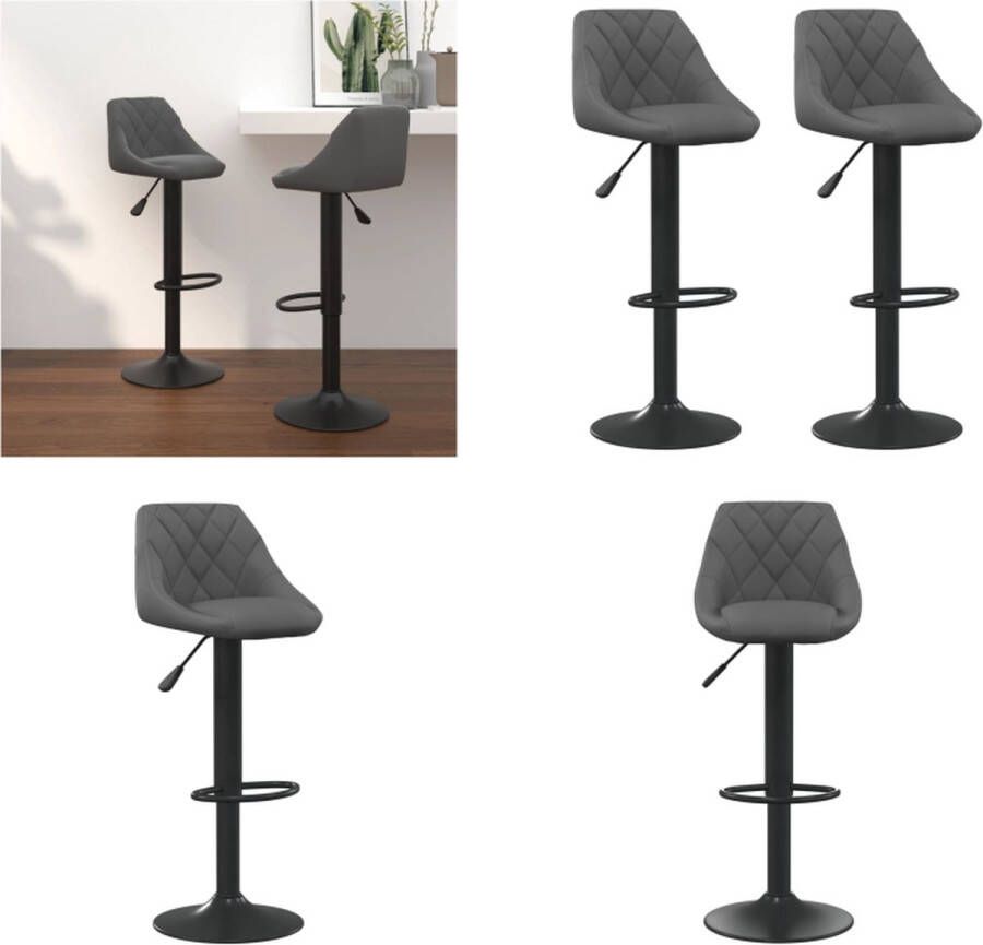 VidaXL Barkrukken 2 st fluweel donkergrijs Barkruk Barkrukken Barkrukje Barkrukjes