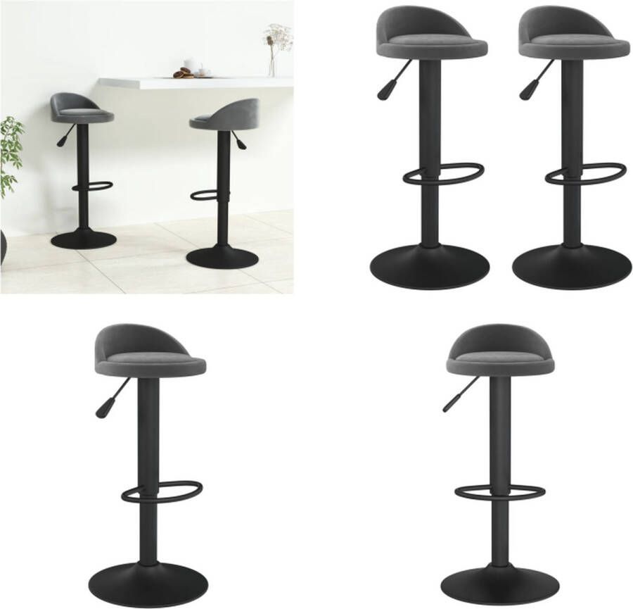 VidaXL Barkrukken 2 st fluweel donkergrijs Barkruk Barkrukken Barkrukje Barkrukjes