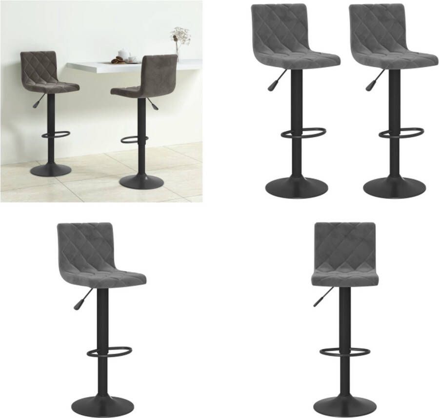 VidaXL Barkrukken 2 st fluweel donkergrijs Barkruk Barkrukken Barkrukje Barkrukjes