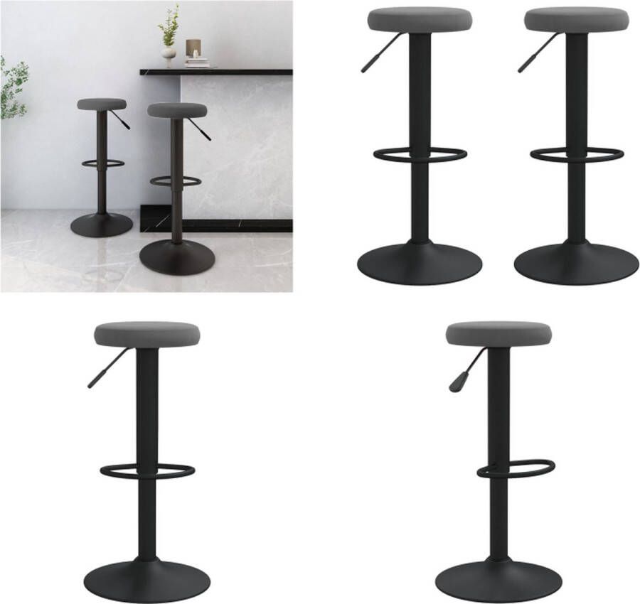 VidaXL Barkrukken 2 st fluweel donkergrijs Barkruk Barkrukken Kruk Krukken