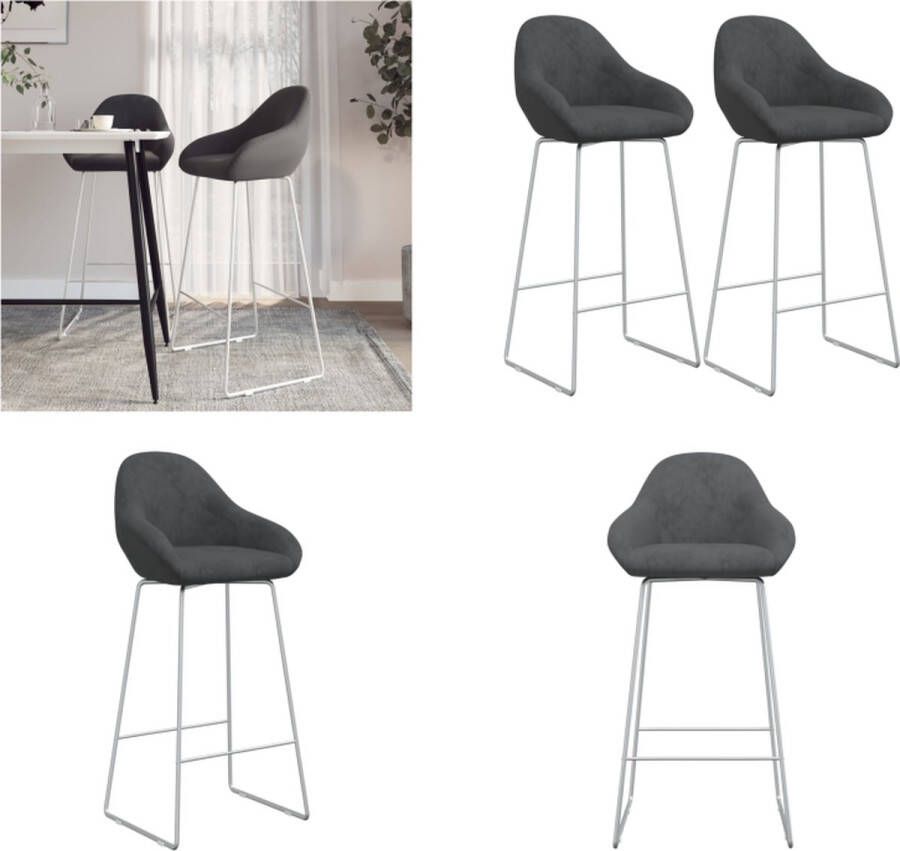 VidaXL Barkrukken 2 st fluweel donkergrijs Barkruk Barkrukken Kruk Zitkruk