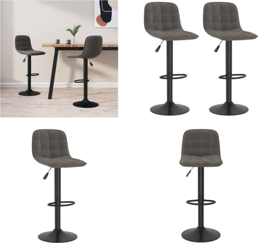 VidaXL Barkrukken 2 st fluweel donkergrijs Barstoel Barstoelen Stoel Stoelen - Foto 2