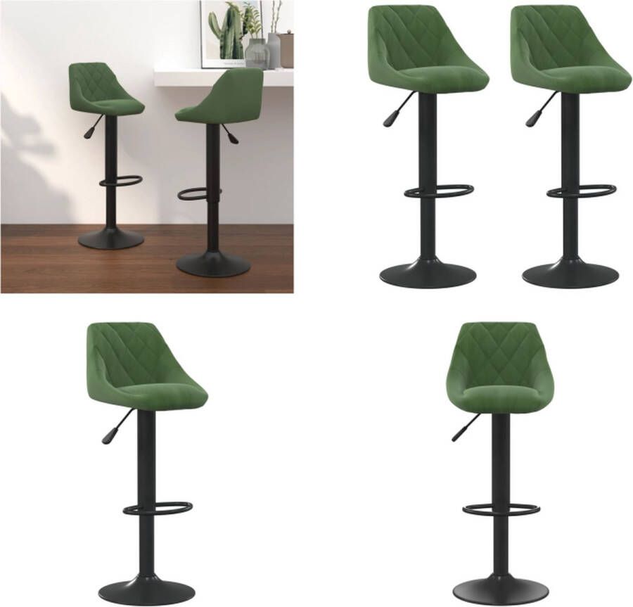 VidaXL Barkrukken 2 st fluweel donkergroen Barkruk Barkrukken Barkrukje Barkrukjes