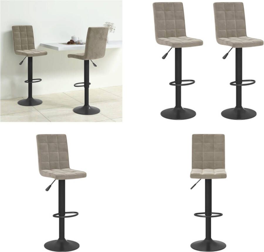 VidaXL Barkrukken 2 st fluweel lichtgrijs Barkruk Barkrukken Barkrukje Barkrukjes