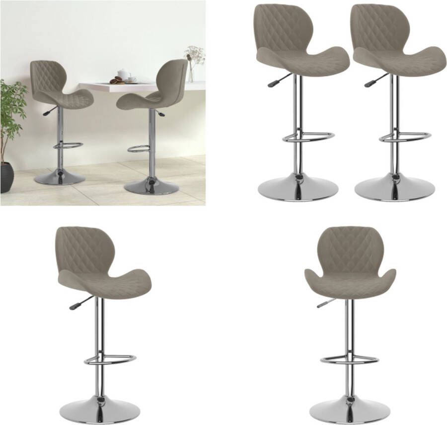 VidaXL Barkrukken 2 st fluweel lichtgrijs Barkruk Barkrukken Barkrukje Barkrukjes