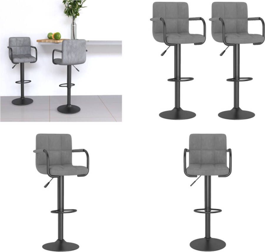 VidaXL Barkrukken 2 st fluweel lichtgrijs Barkruk Barkrukken Barkrukje Barkrukjes