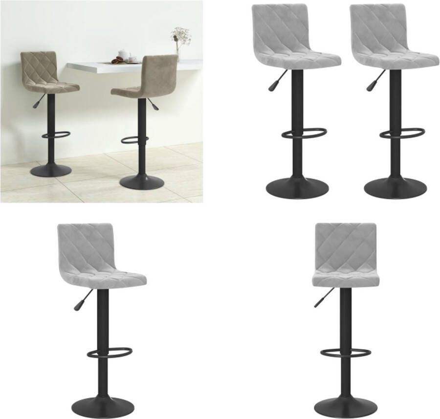 VidaXL Barkrukken 2 st fluweel lichtgrijs Barkruk Barkrukken Barkrukje Barkrukjes