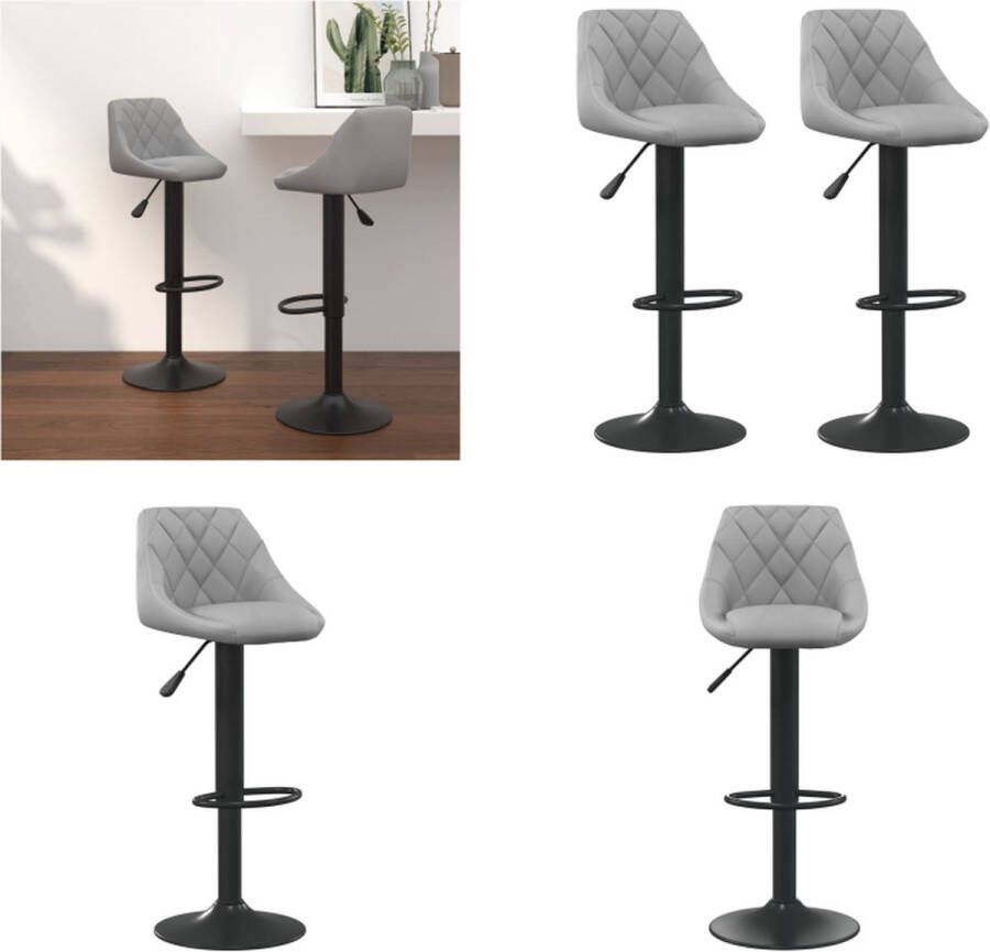 VidaXL Barkrukken 2 st fluweel lichtgrijs Barkruk Barkrukken Barkrukje Barkrukjes