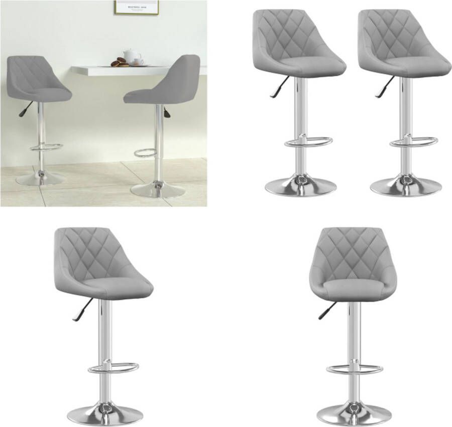 VidaXL Barkrukken 2 st fluweel lichtgrijs Barkruk Barkrukken Barkrukje Barkrukjes