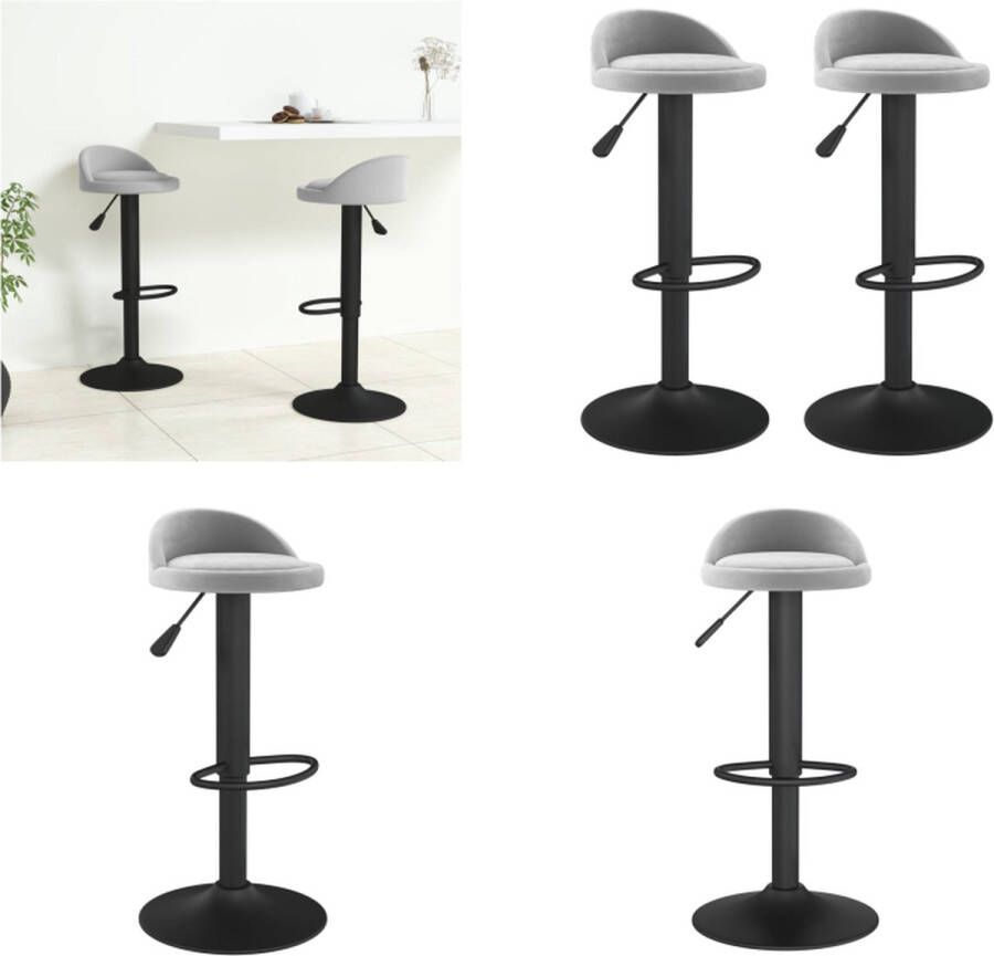 VidaXL Barkrukken 2 st fluweel lichtgrijs Barkruk Barkrukken Barkrukje Barkrukjes