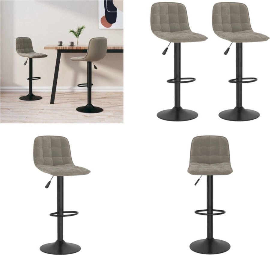 VidaXL Barkrukken 2 st fluweel lichtgrijs Barstoel Barstoelen Stoel Stoelen - Foto 2