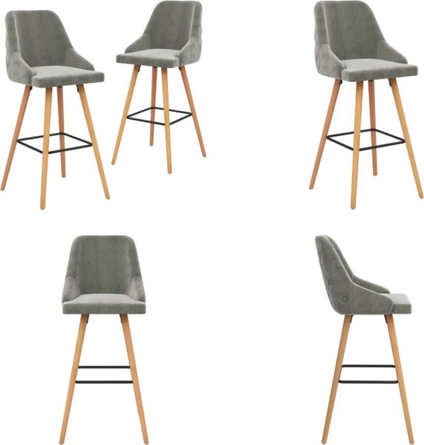 VidaXL Barkrukken 2 st fluweel lichtgrijs Barstoel Barstoelen Stoel Stoelen