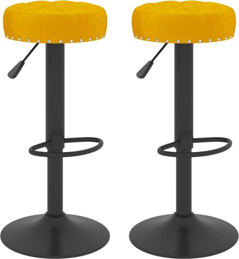 VidaXL Barkrukken 2 st fluweel mosterdgeel - Foto 2