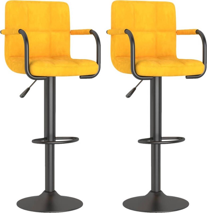 VidaXL -Barkrukken-2-st-fluweel-mosterdgeel