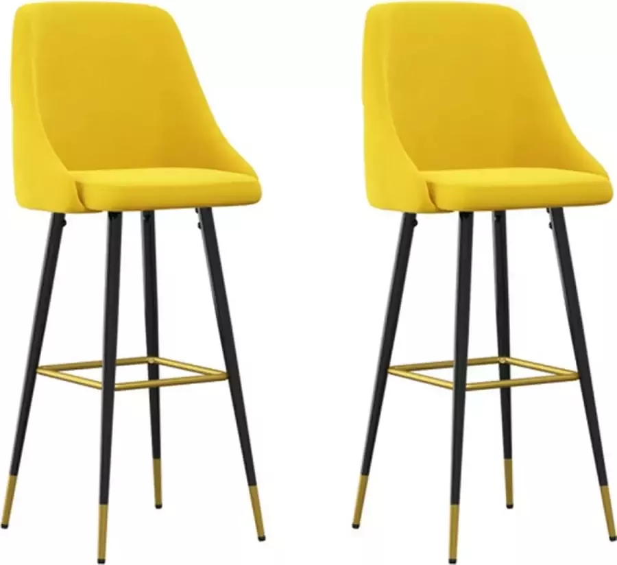 VidaXL Barkrukken 2 st fluweel mosterdgeel