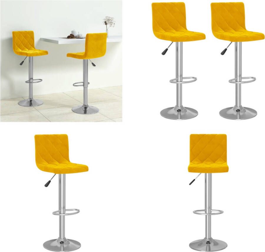 VidaXL Barkrukken 2 st fluweel mosterdgeel Barkruk Barkrukken Barkrukje Barkrukjes