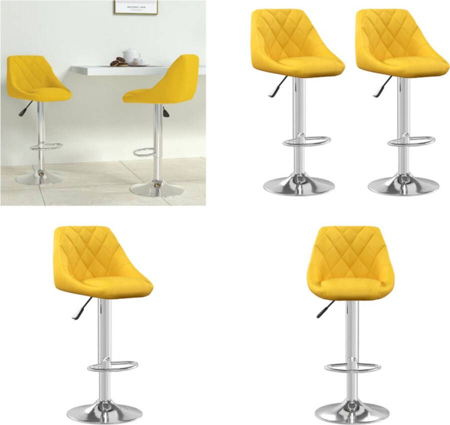 VidaXL Barkrukken 2 st fluweel mosterdgeel Barkruk Barkrukken Barkrukje Barkrukjes - Foto 4