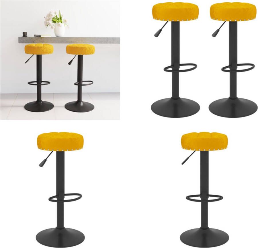 VidaXL Barkrukken 2 st fluweel mosterdgeel Barkruk Barkrukken Barkrukje Barkrukjes - Foto 3