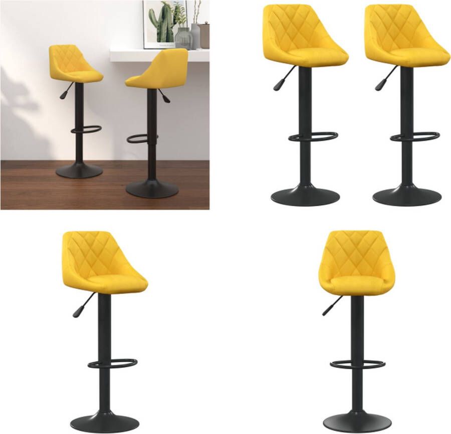 VidaXL Barkrukken 2 st fluweel mosterdgeel Barkruk Barkrukken Barkrukje Barkrukjes