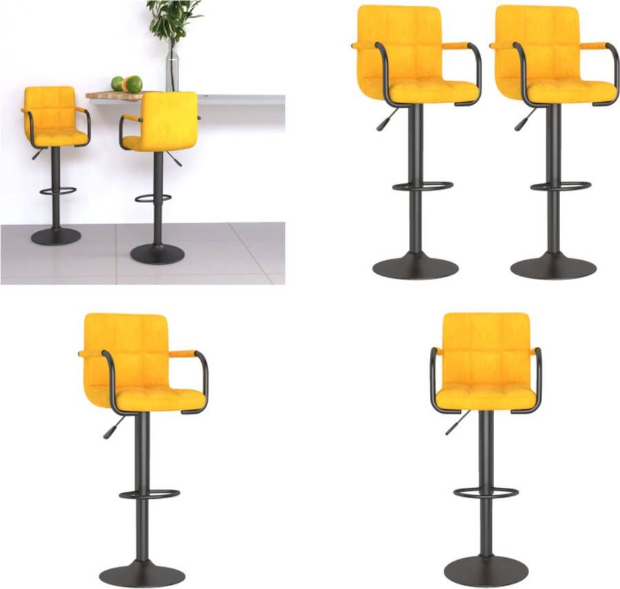 VidaXL Barkrukken 2 st fluweel mosterdgeel Barkruk Barkrukken Barkrukje Barkrukjes