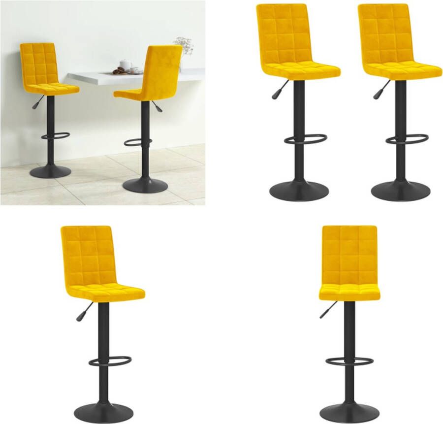 VidaXL Barkrukken 2 st fluweel mosterdgeel Barkruk Barkrukken Barkrukje Barkrukjes