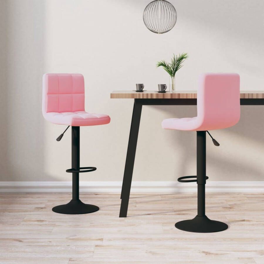 VidaXL -Barkrukken-2-st-fluweel-roze - Foto 3